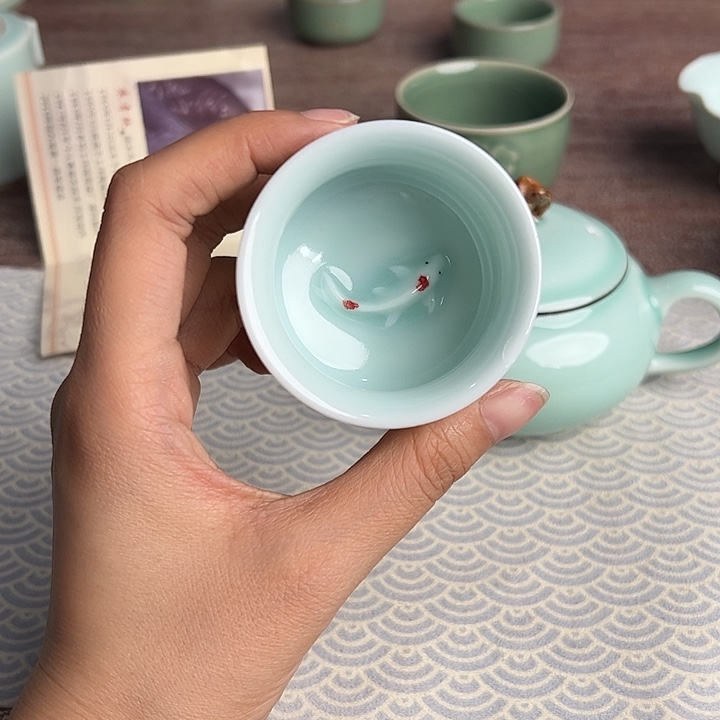龙泉云间青瓷小米茶器