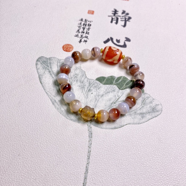 玛瑙红肉一眼靠山手串一线药师单圈时尚个性设计简约手饰