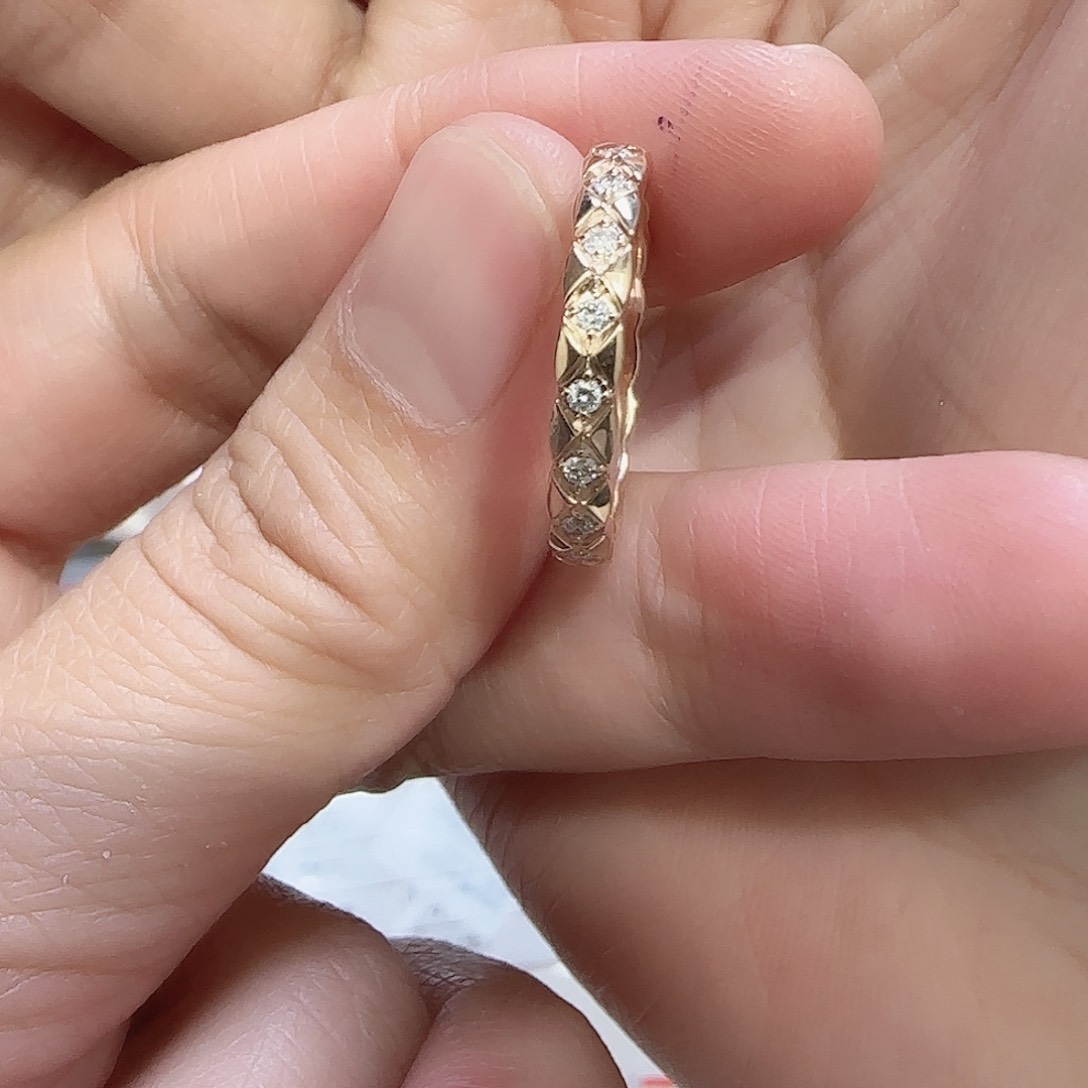 天然钻石戒指/指环18K金镶嵌15圈口