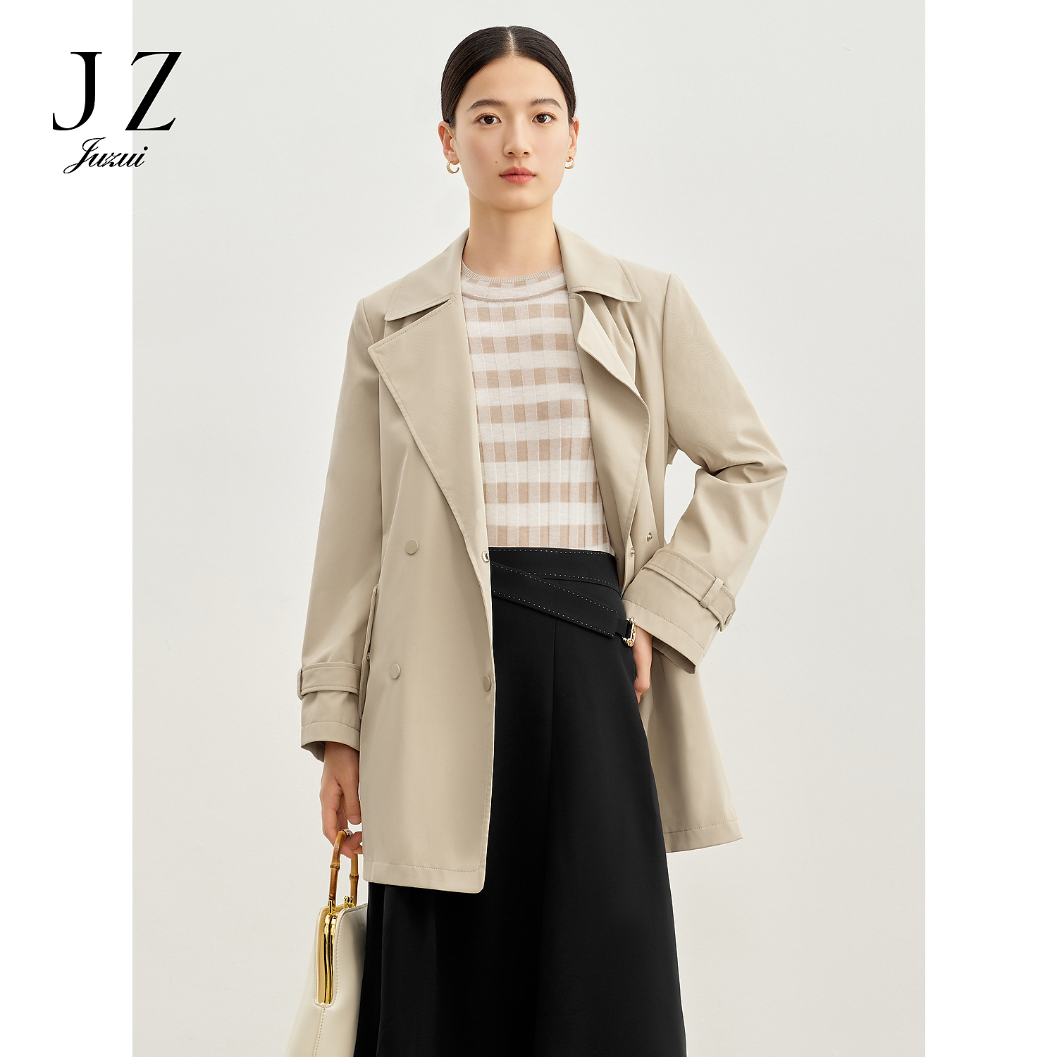 【羊羊专属】商场同款JZ玖姿JWDC41216中长风衣外套春秋款双排扣