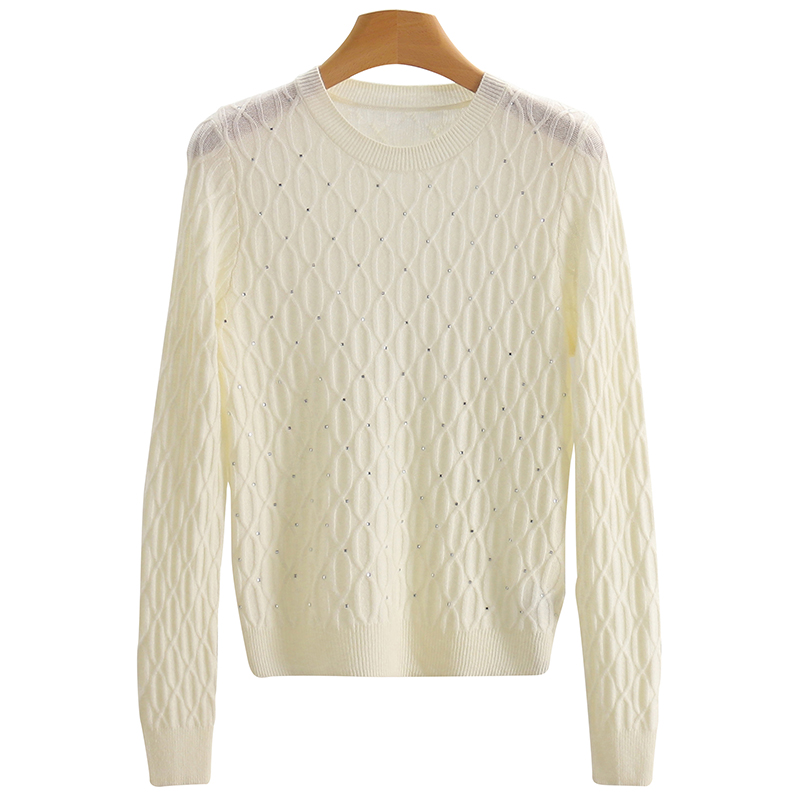 【开播福利】格纹烫钻圆领纯色衫#RYB48M017