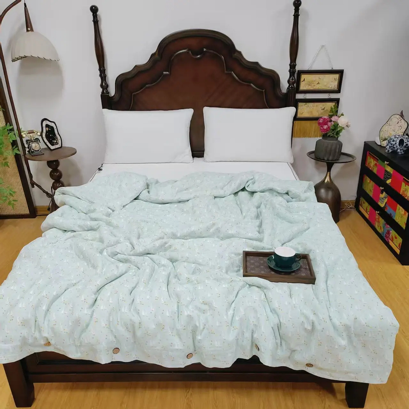 纯棉皱皱纱椰子纽扣款双人被套200*230微瑕～F617
