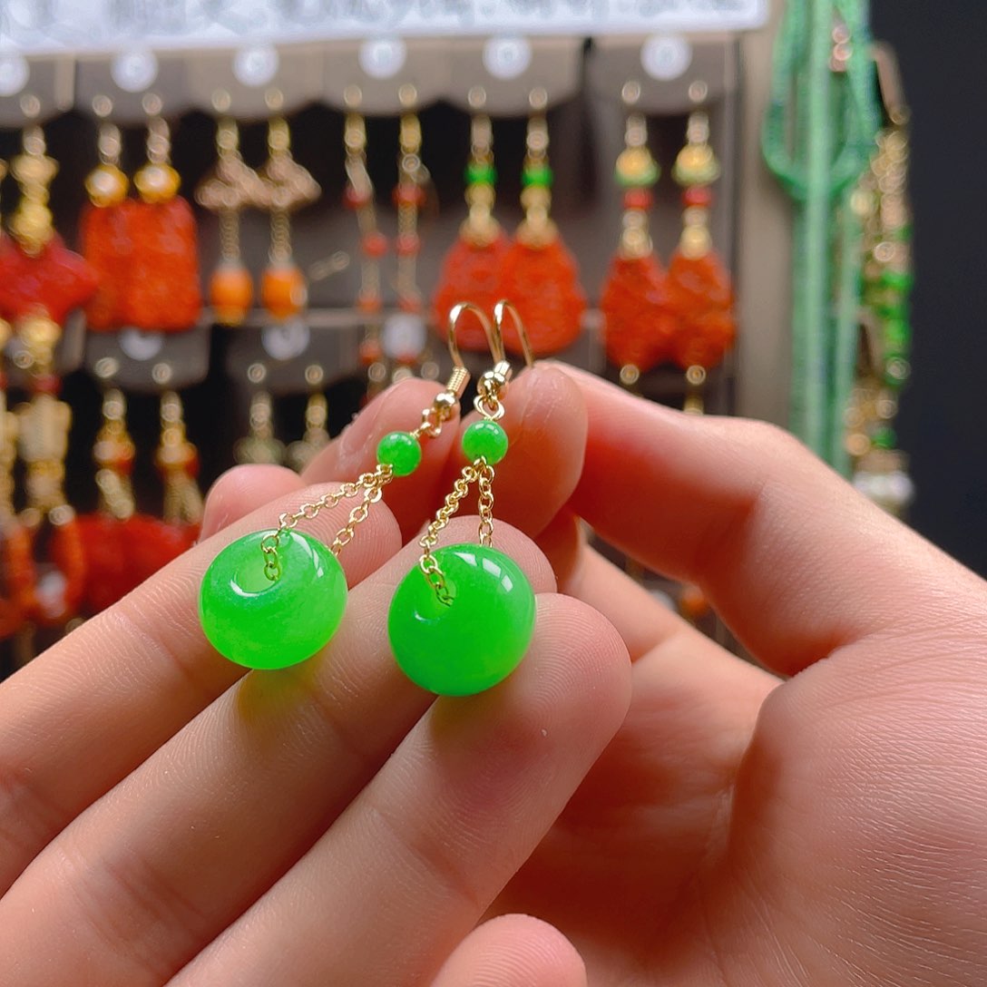 玛瑙/玉髓耳饰合金