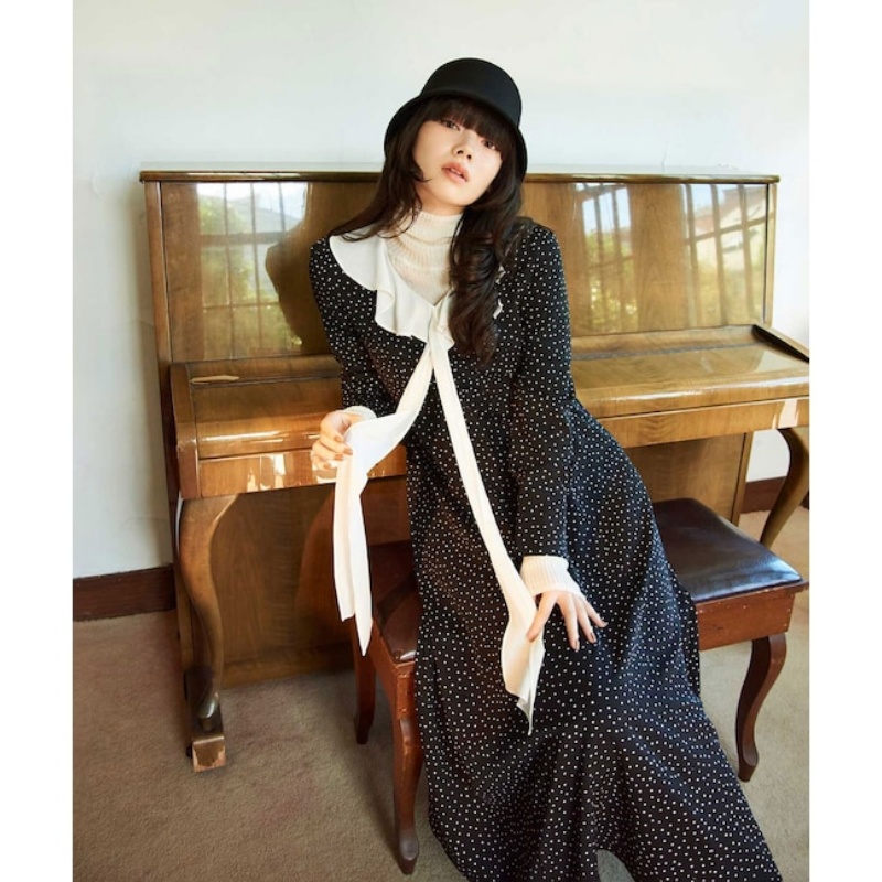 【Montendre】 春夏杂志款 N 时尚气质V领系带百搭连衣裙