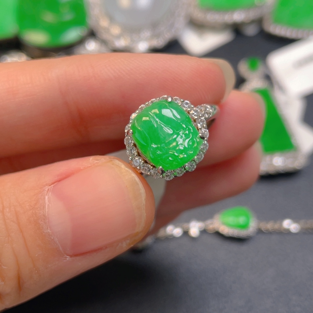 翡翠银S925镶嵌吊坠(不含链)戒指