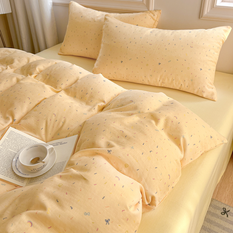 家居A类母婴级全棉双层纱四件套纯棉四季小清新单双人三件套柔软