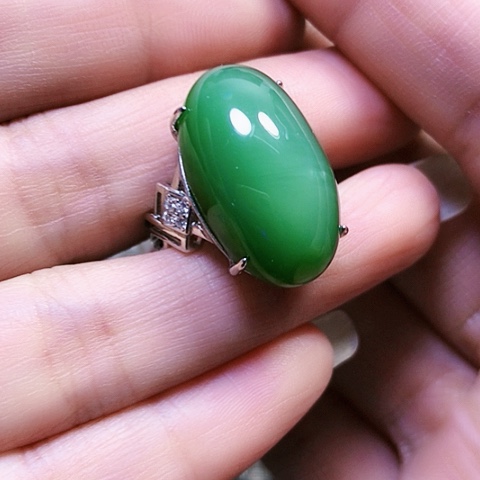 和田玉银S925镶嵌戒指