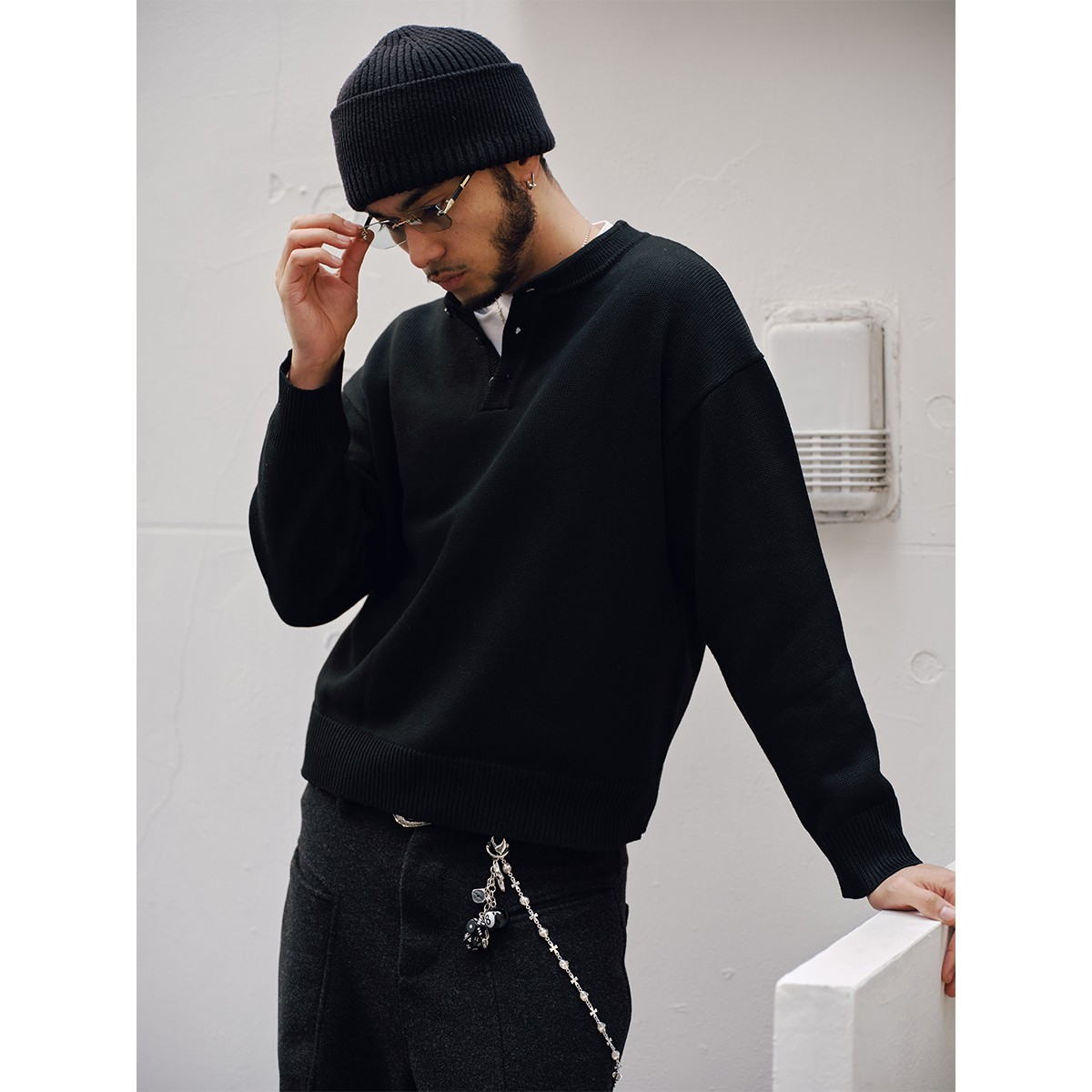 ComicTree C.t 2025冬季羊毛混纺亨利领高级内搭休闲男士百搭毛衣