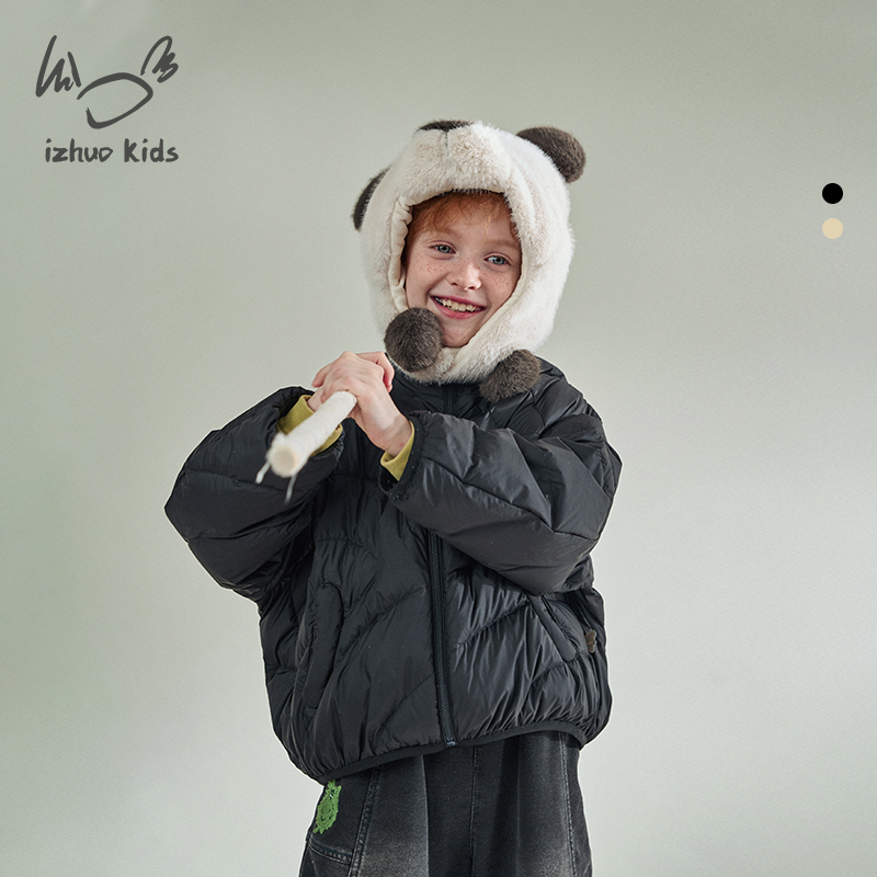 小日着雪怪羽绒服2025冬季新款男女儿童轻薄卡通白鸭外套TD8153Y2