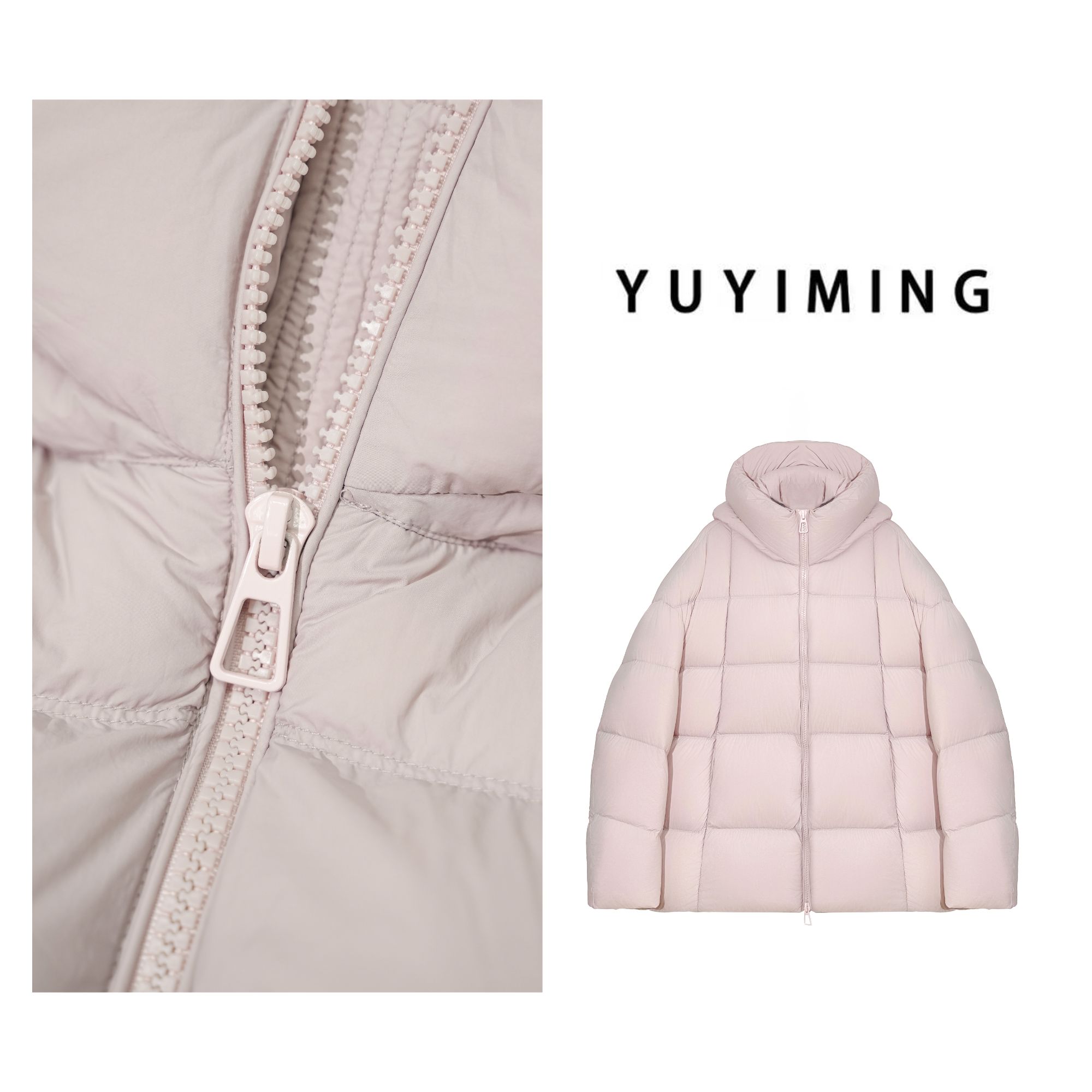 【YUYIMING】90白鸭绒云感泡芙蓬松宽松连帽羽绒服中短款