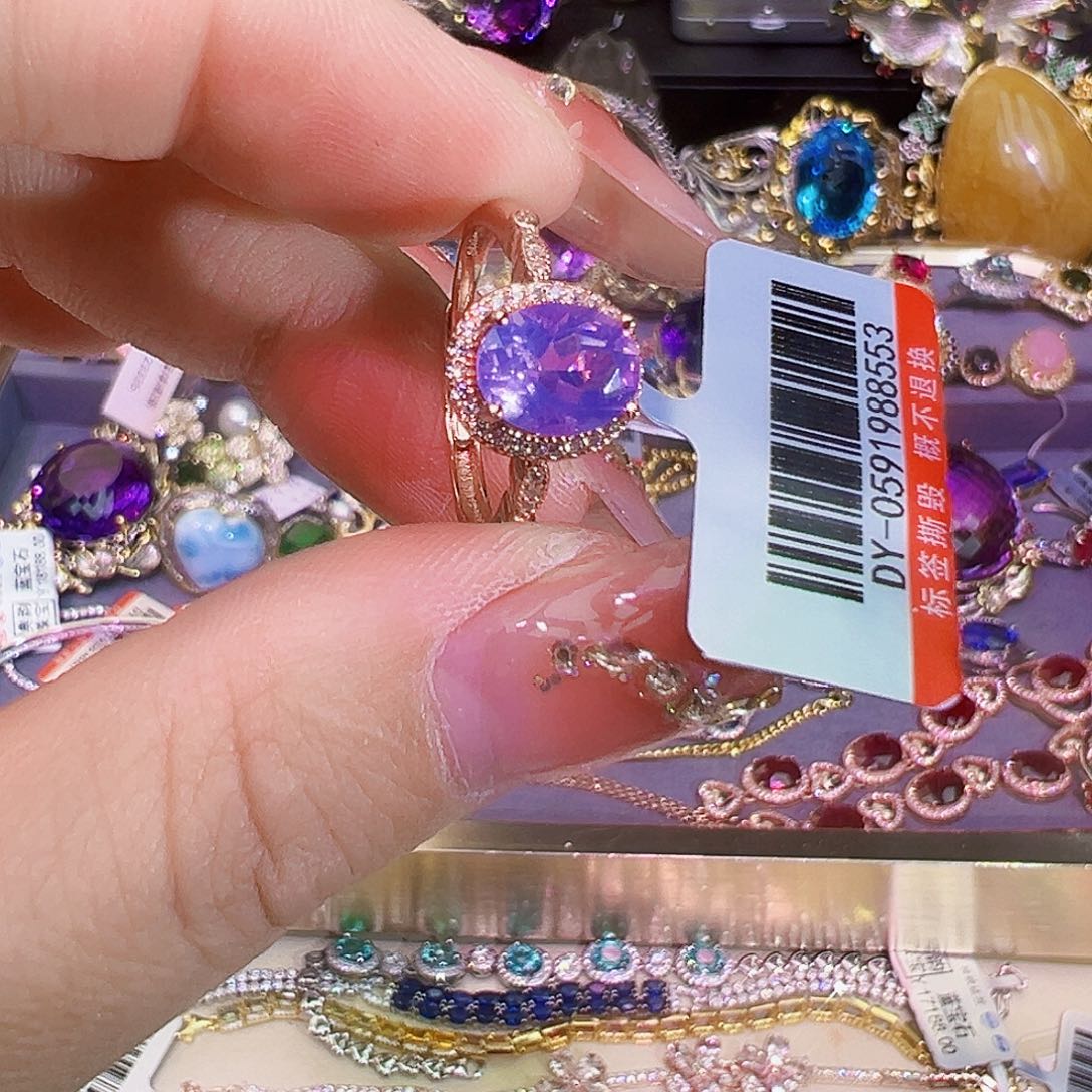 水晶戒指银S925镶嵌水晶