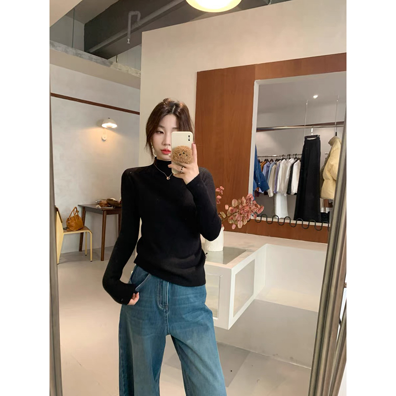 【黑色】3526超柔软高品质中领针织毛衣