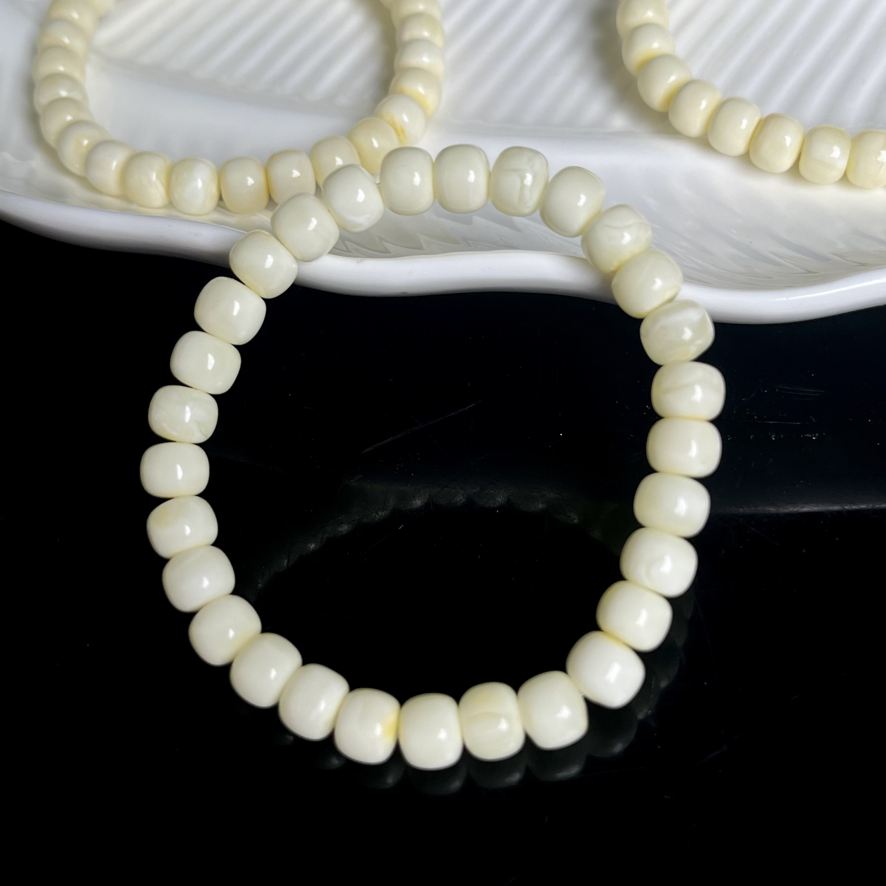 骨瓷白老型手串7mm+C2008多样性发其一