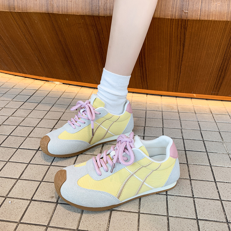 撞色阿甘鞋德训鞋女新款轻便透气韩版学院风糖果色芭蕾运动休闲鞋