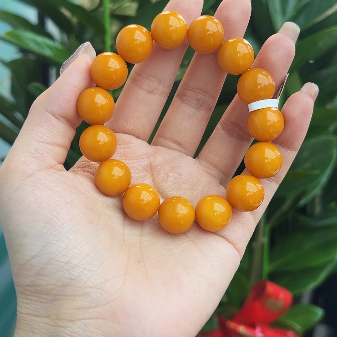 琥珀手链未镶嵌14m焦皮