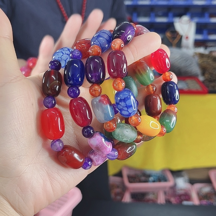 玛瑙手链未镶嵌T19桶珠多宝发其一