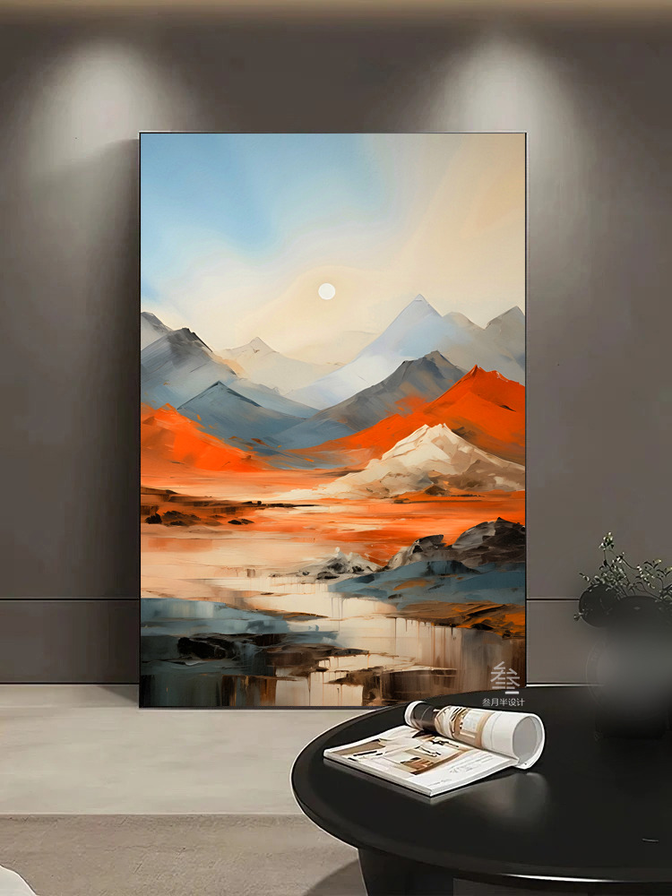 山河漫染客厅背景墙沙发背景墙挂画餐厅轻奢壁画床头砂岩装饰画