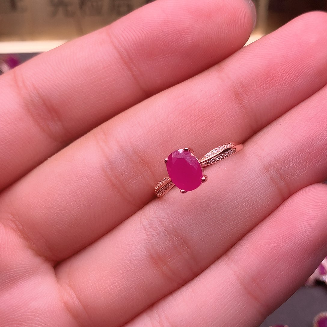 红宝石戒指银S925镶嵌