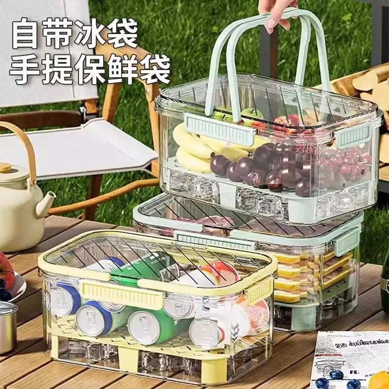 手提密封保鲜盒户外大容量手提移动小冰箱食物办公野餐水果密封盒商品图
