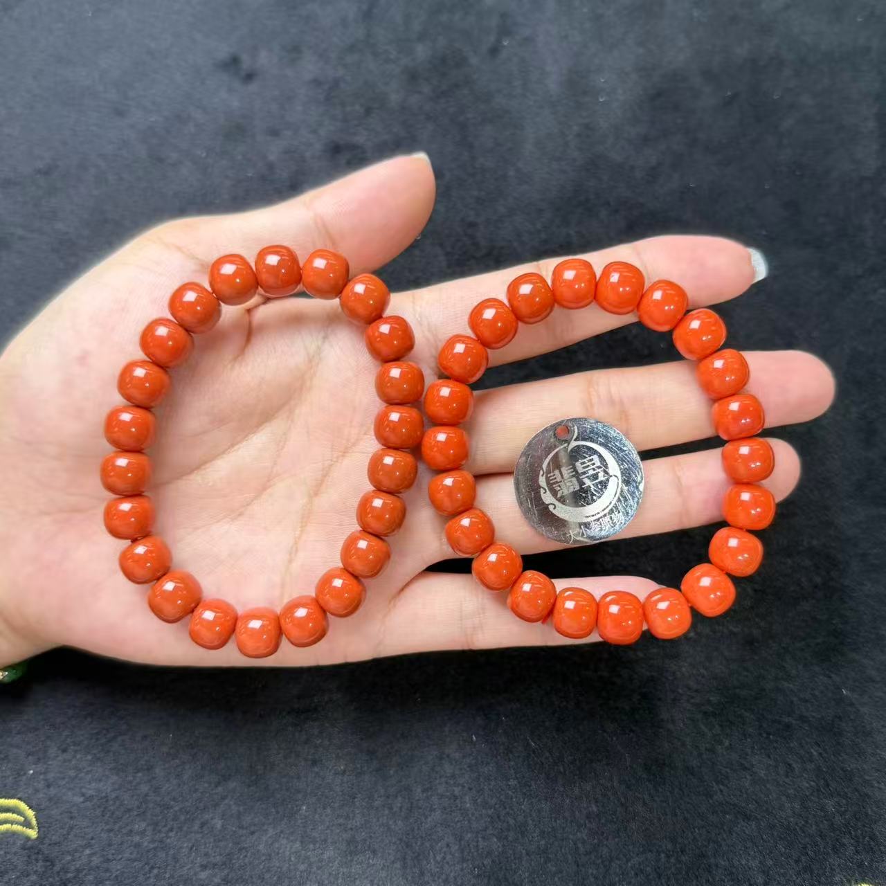 38752T14-4N21-南红手串-卡9+/约20颗 -多样性/发一件