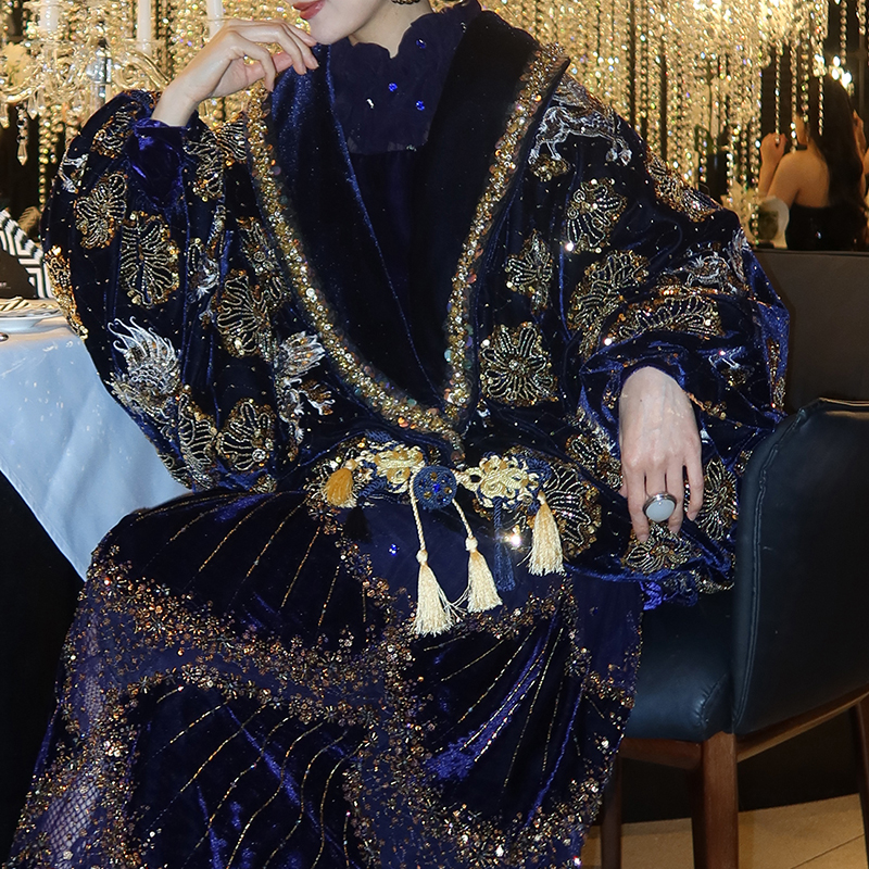 【蓝丝绒】复古丝绒珠片珠片绣高级感汉服棉服外套