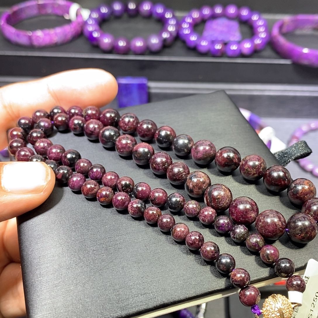 苏纪石（舒俱来）未镶嵌南非舒俱来老油紫圆珠塔链