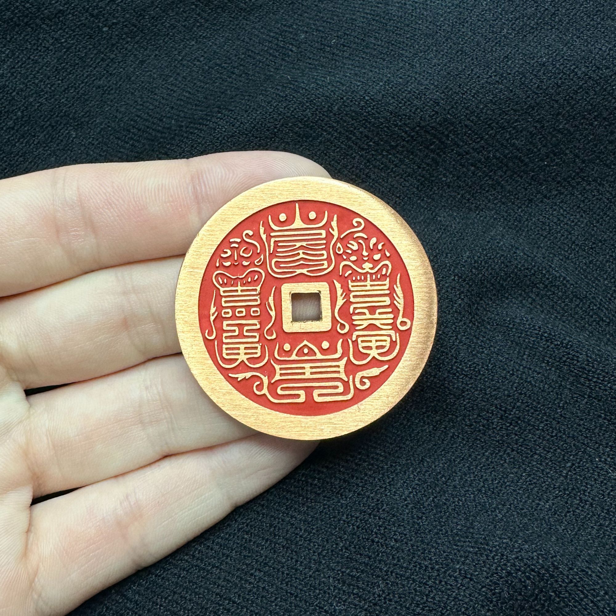 直径45mm 紫铜款 紫薇花钱 真铜真砂