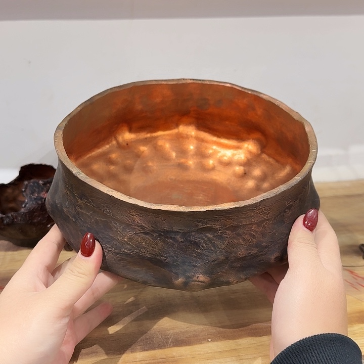 紫铜手工制作摆件一个烤色