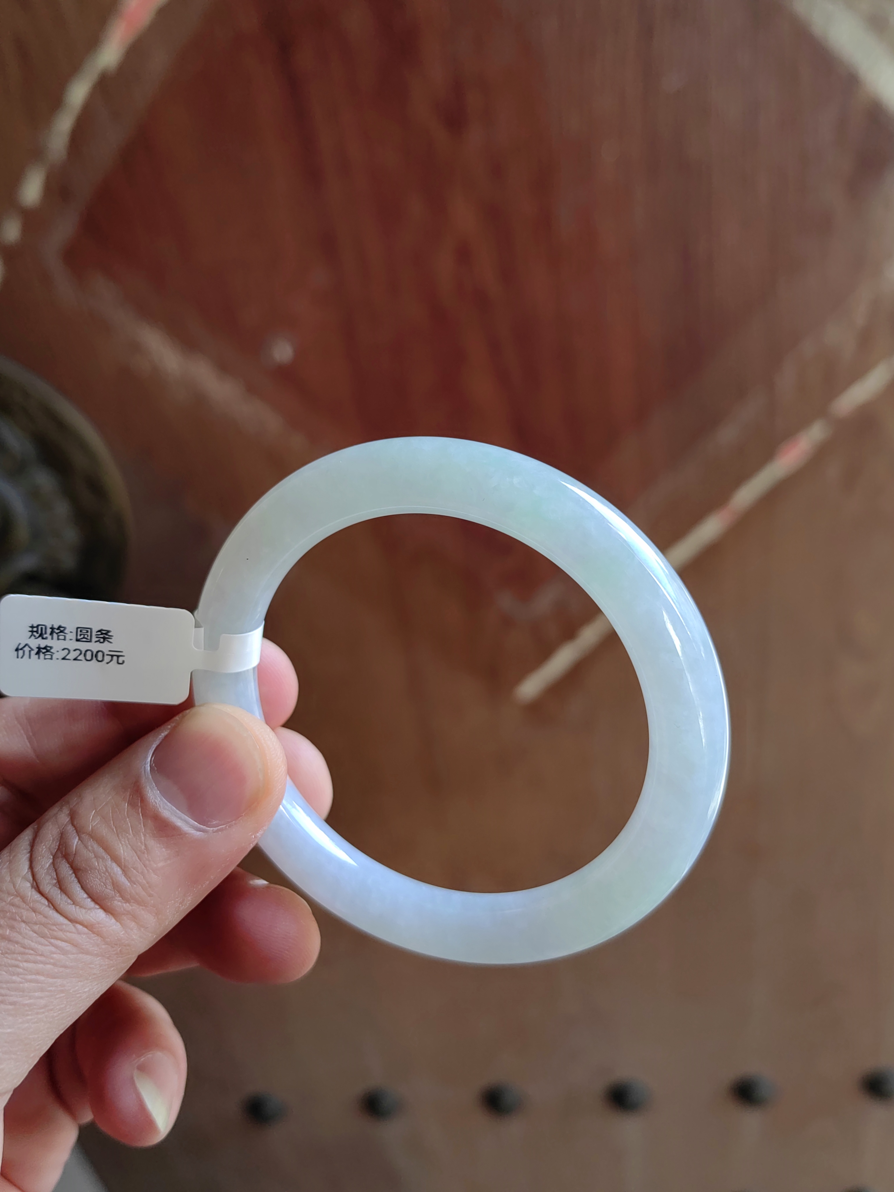 天然缅甸翡翠圆条手镯56.6圈口（退货需承担寄货费用）