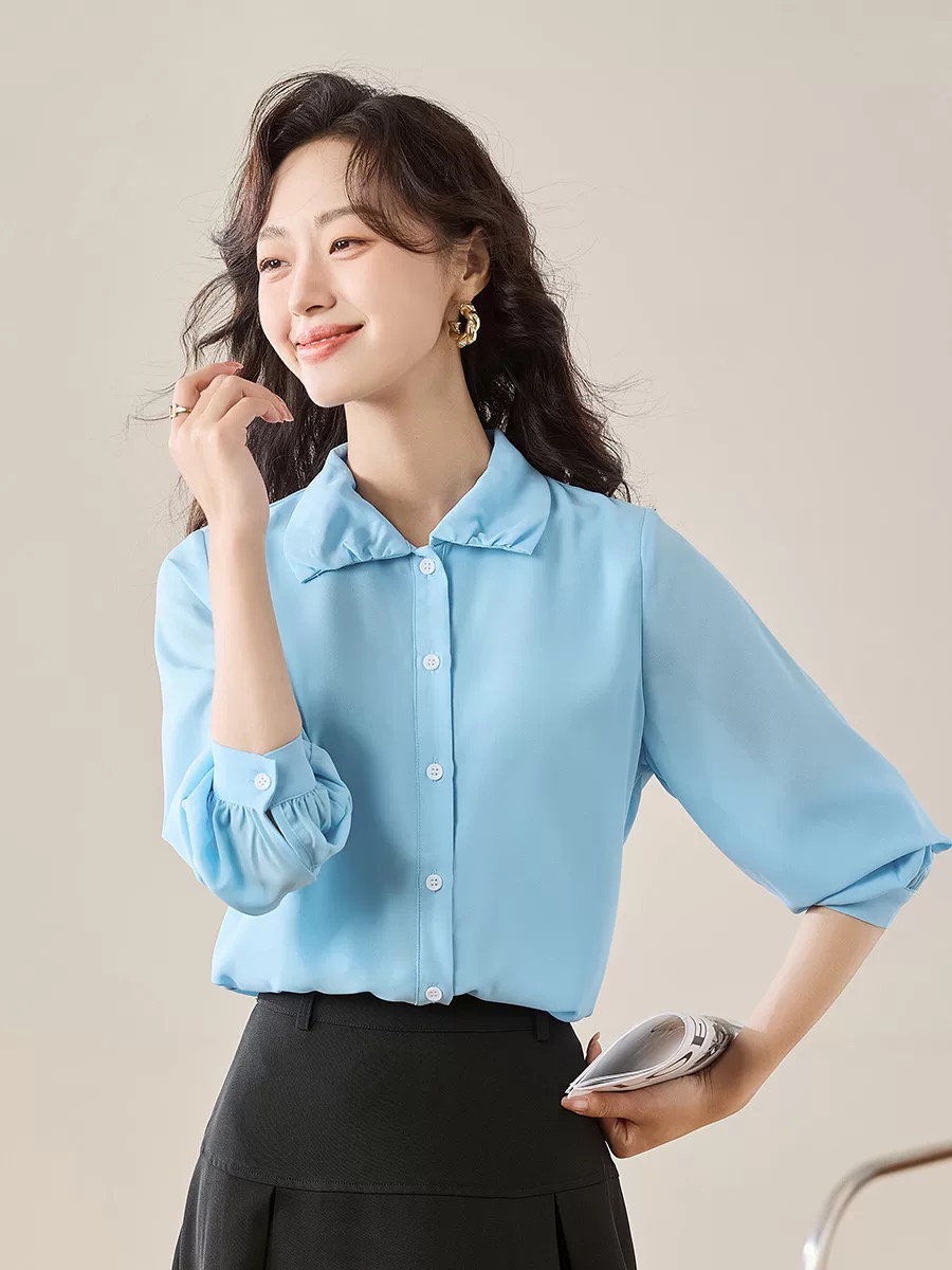 2025秋季新款高级感通勤衬衣时尚百搭上衣法式气质长袖衬衫洋气女