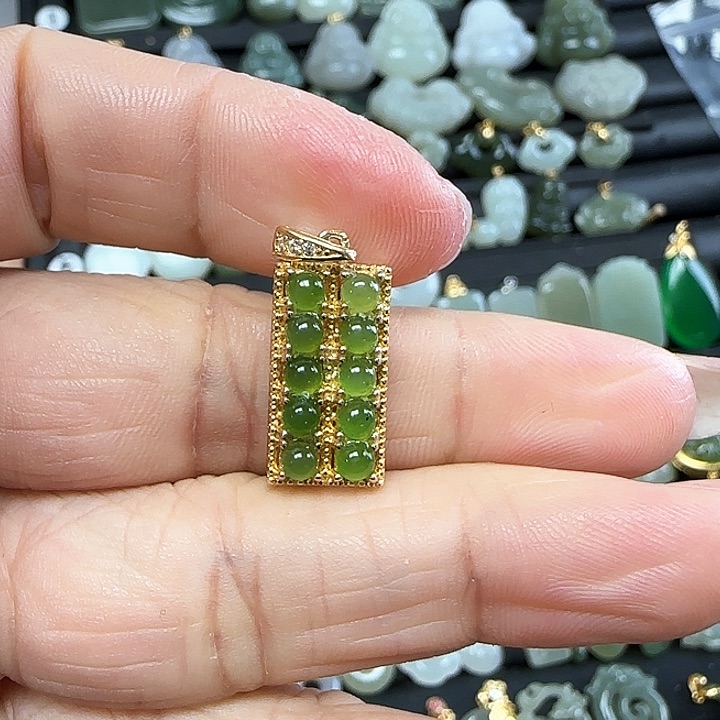 和田玉吊坠(不含链)银S925镶嵌