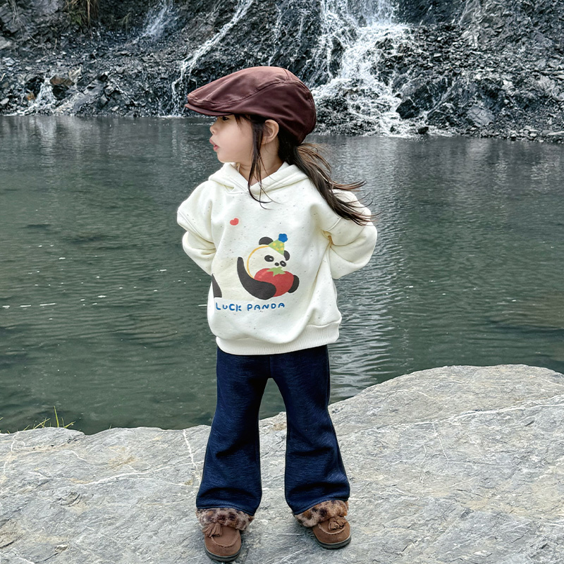 43099儿童加绒牛仔喇叭裤时尚洋气女童