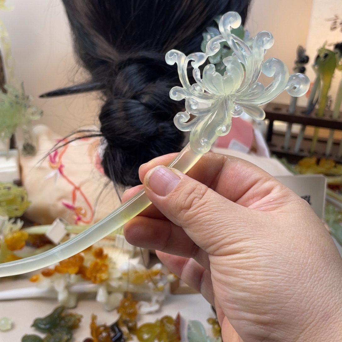 蛇纹石玉合金发饰