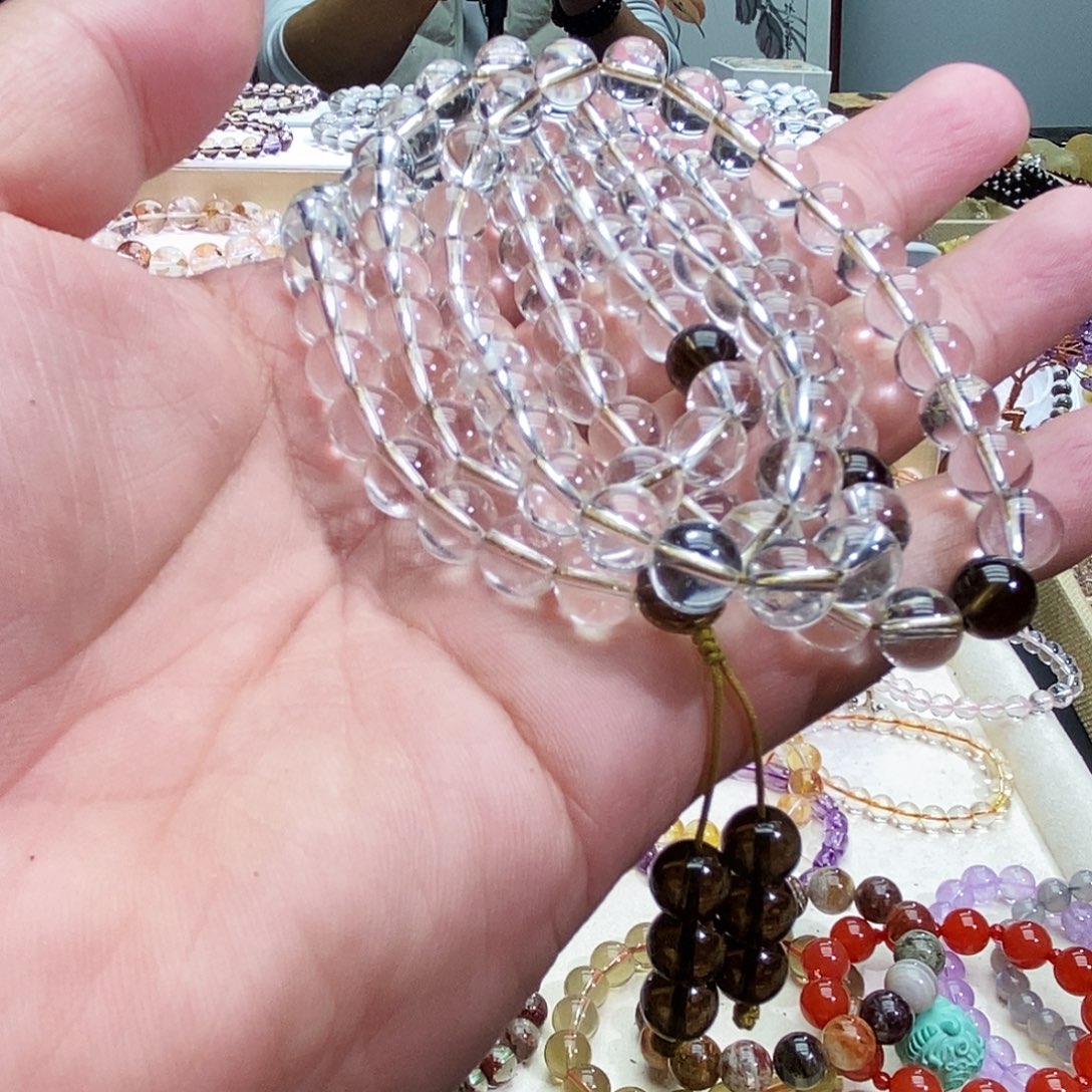 小***鱼水晶手链未镶嵌白水晶108手串