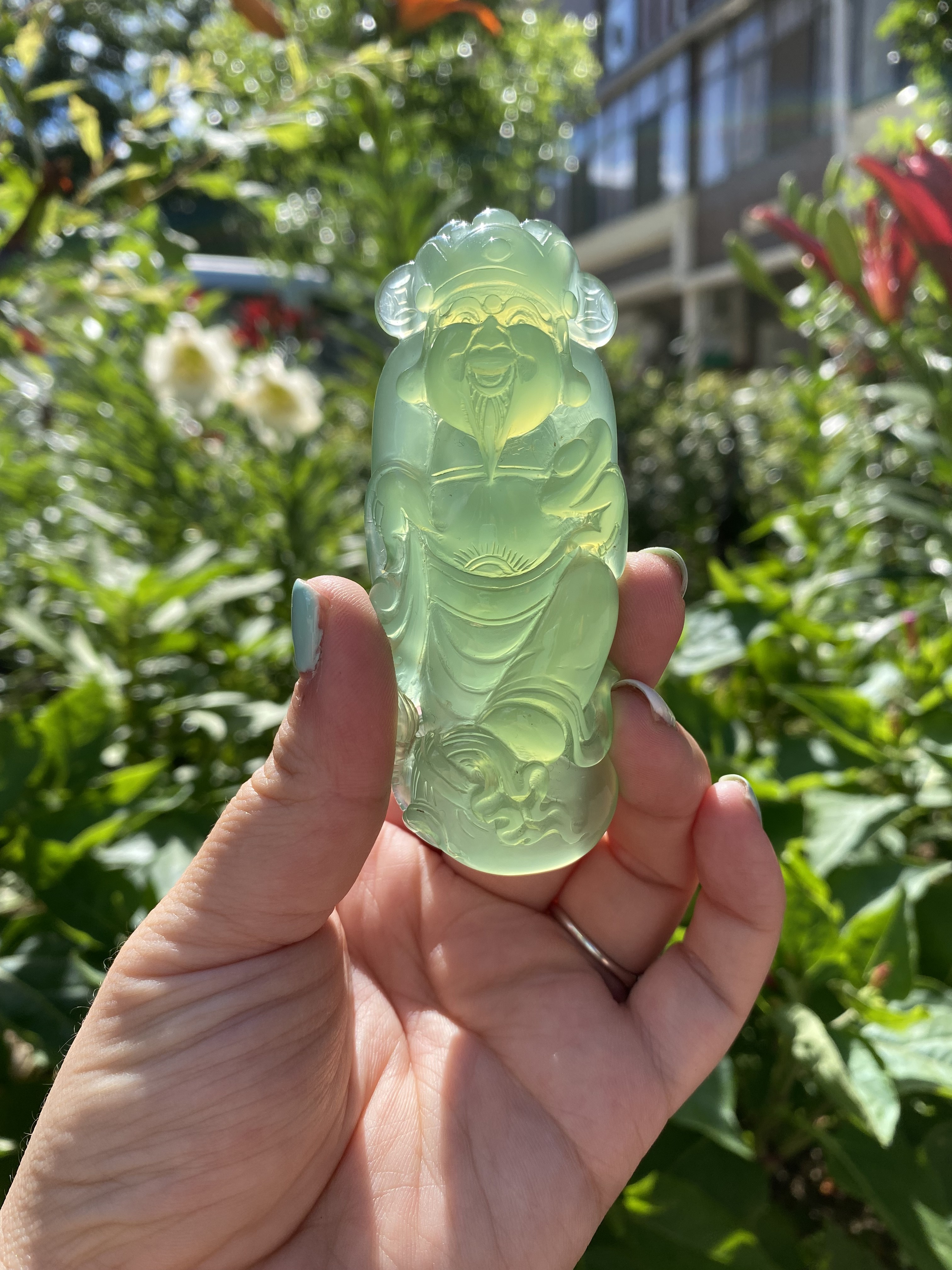 琮缘珠宝玉器纯天然岫玉手把件挂件财神，财神爷