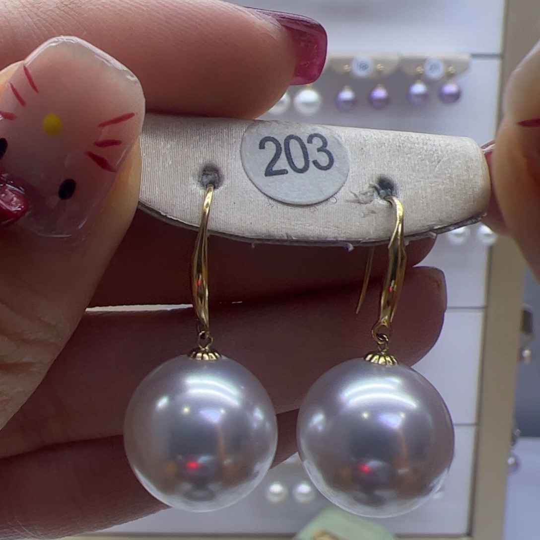淡水珍珠耳饰18K金镶嵌