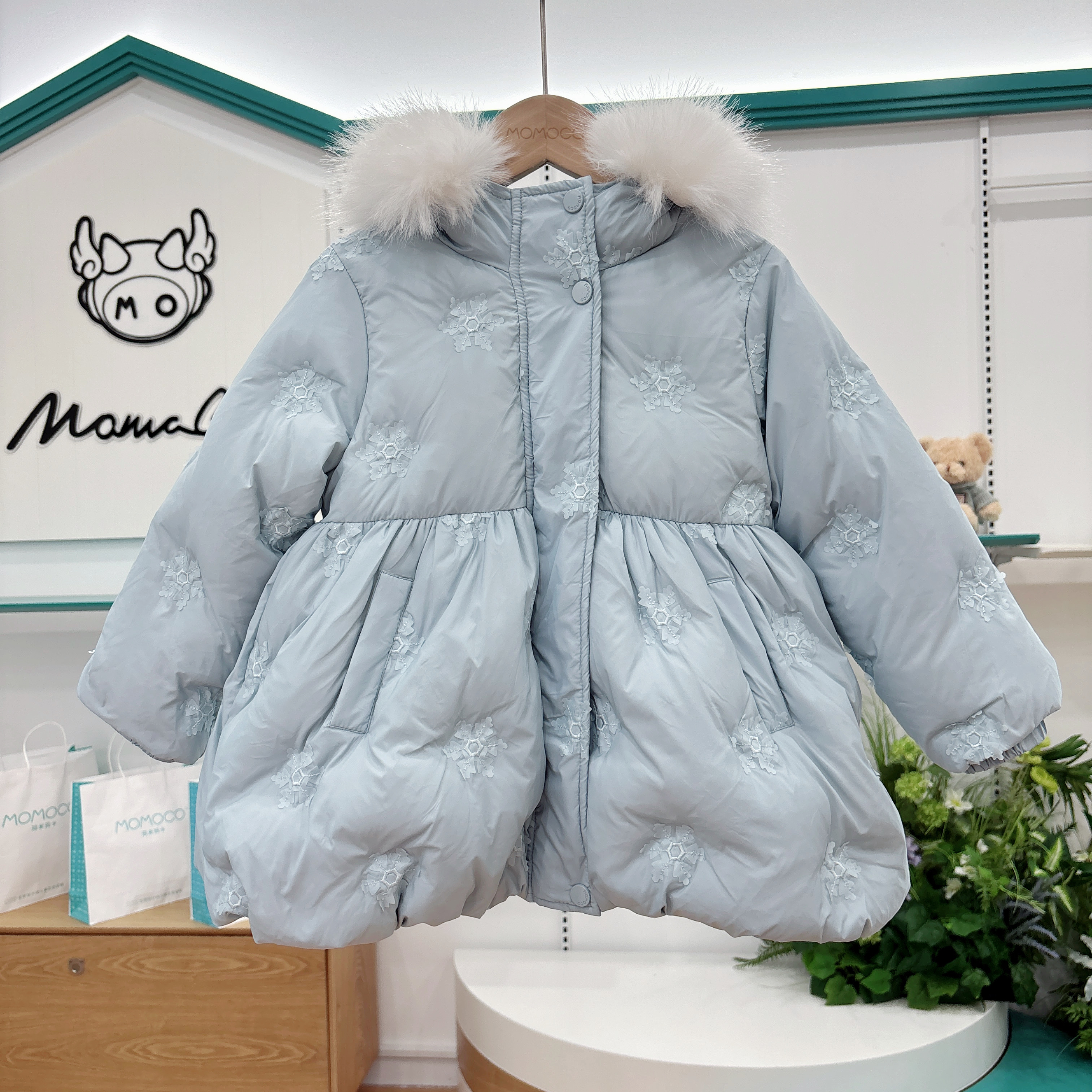 MOMOCO冬季女童时尚雪花羽绒服外套77880102006