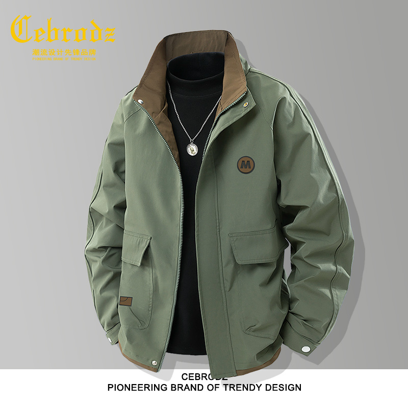 法国Cebrodz户外美式立领工装夹克男款秋冬休闲百搭飞行外套上衣