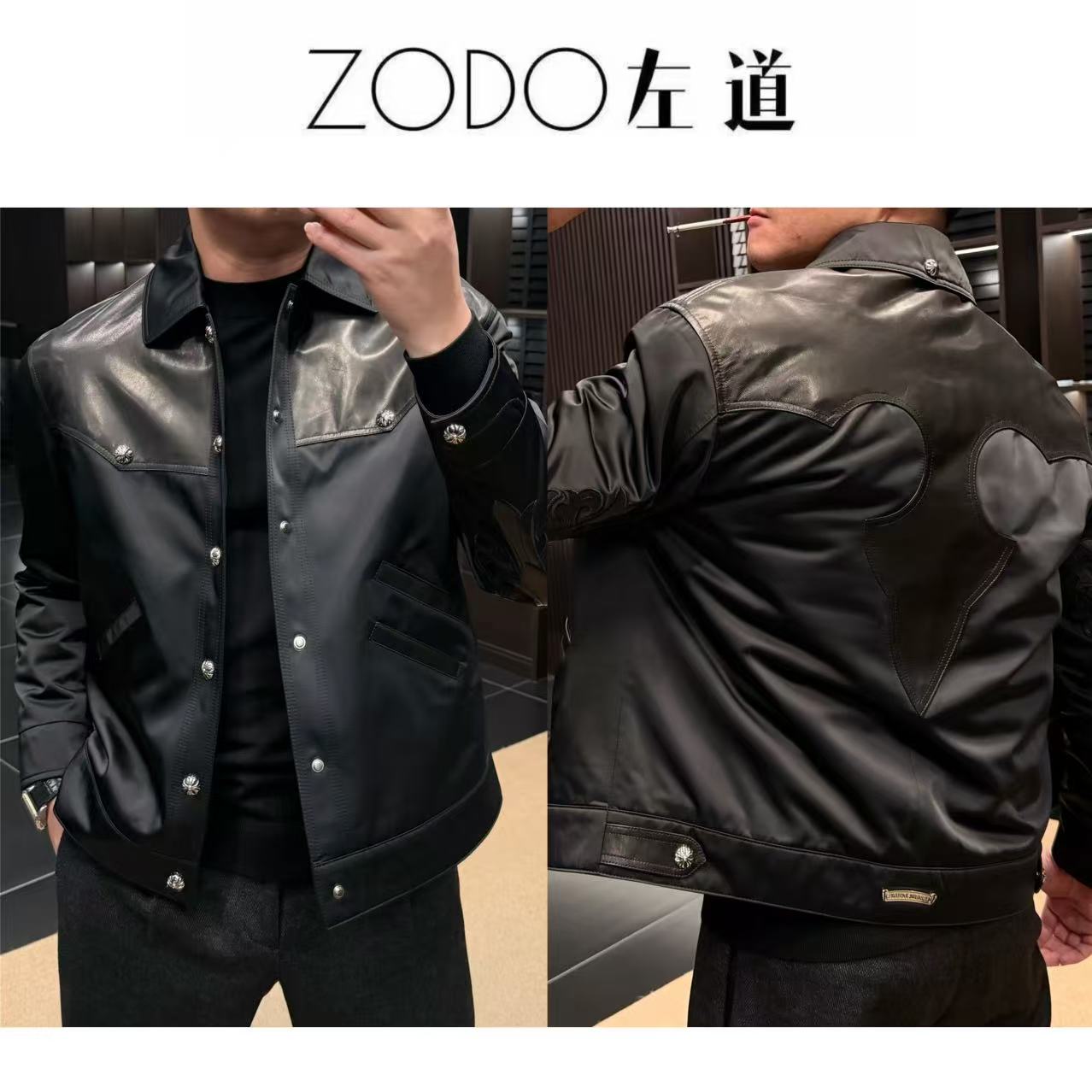 左道｜轻奢高品质面料配山羊皮翻领鹅绒夹克58175