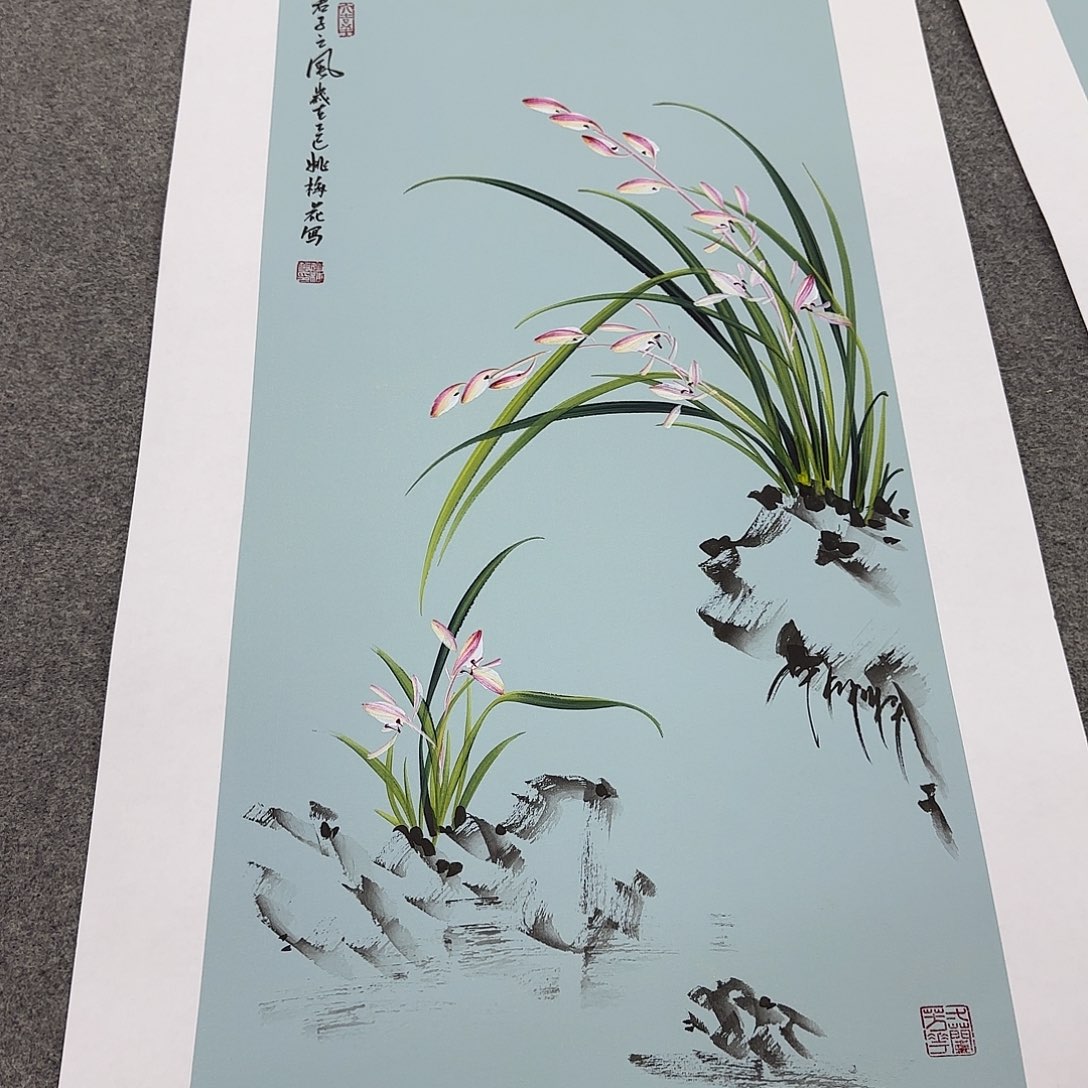 国画国画立体兰花作品