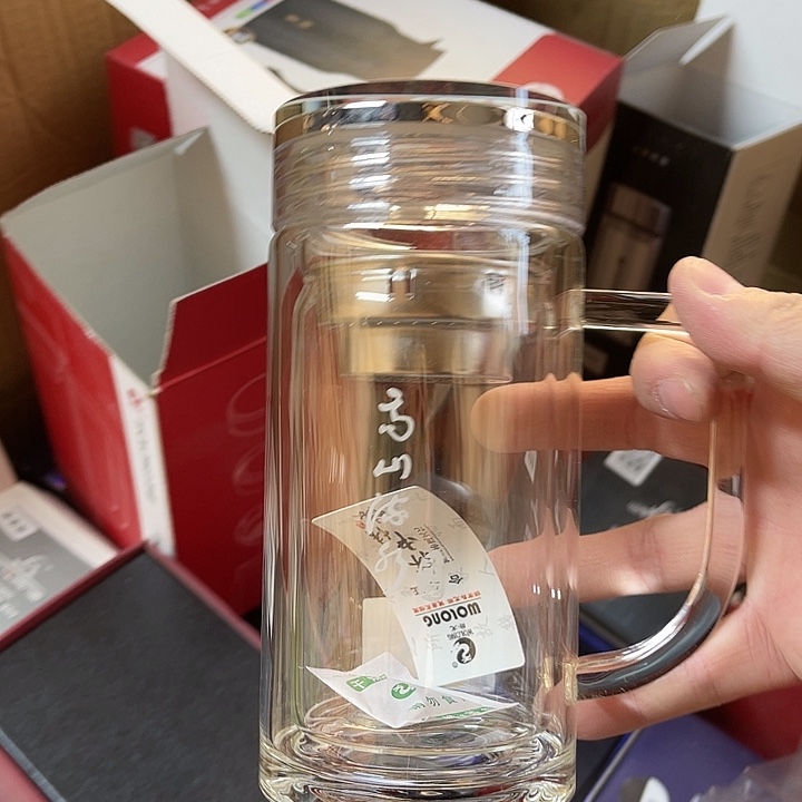 茶隔款玻璃卧龙把手玻璃杯