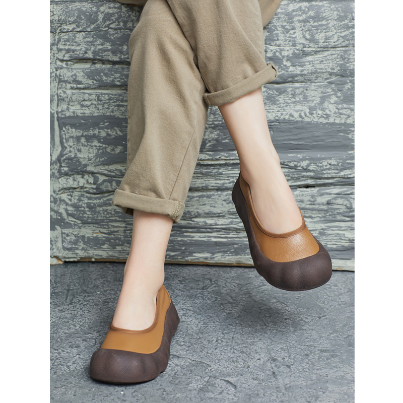 2025春季新款真皮圆头英伦风皮鞋平跟单鞋休闲鞋浅口玛丽珍小单鞋