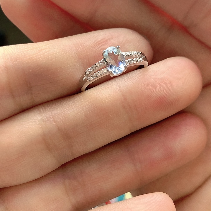 海蓝宝石戒圈银S925镶嵌