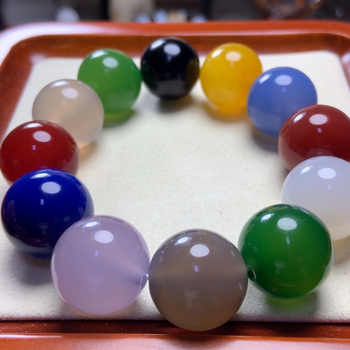 玛瑙/玉髓手串未镶嵌十色多宝