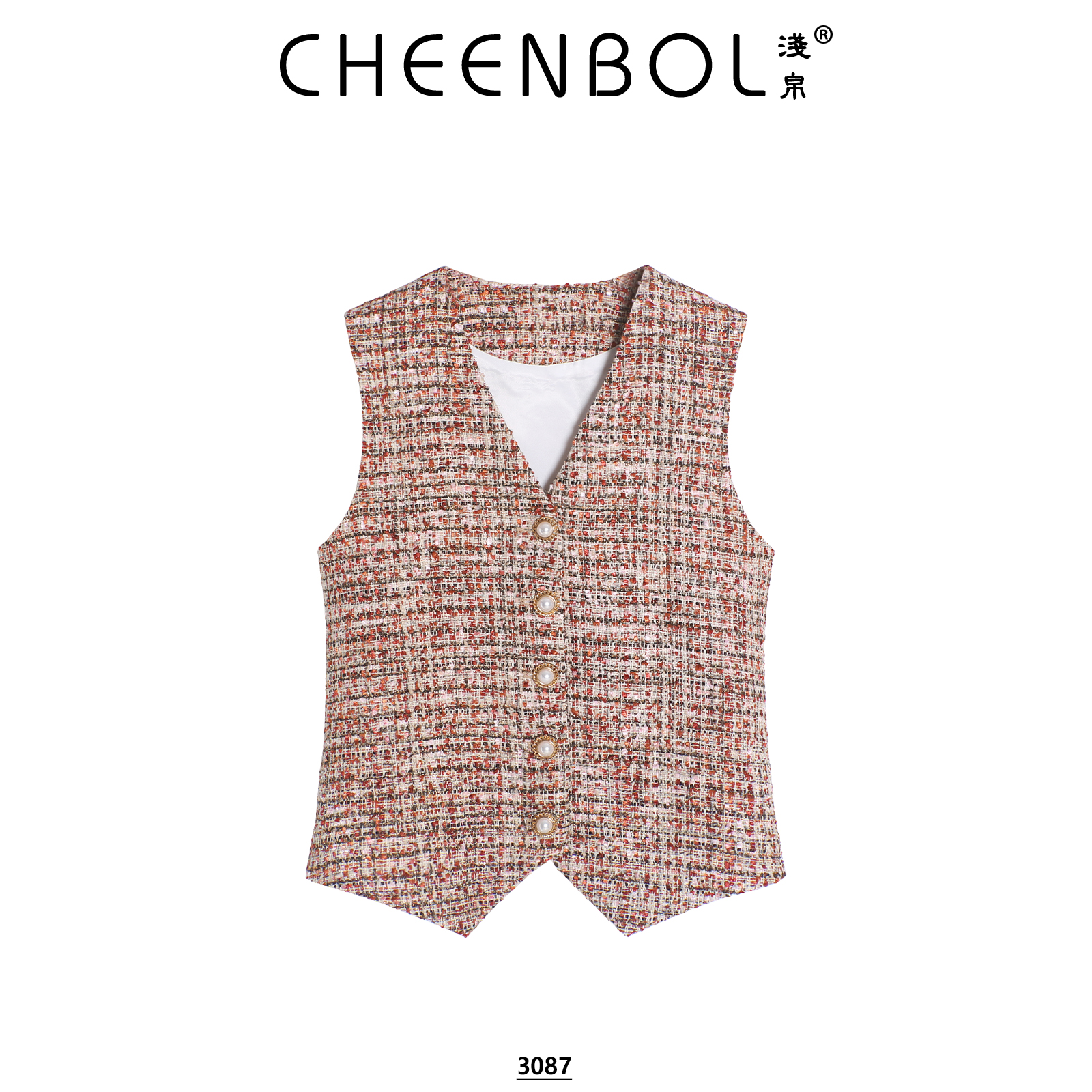 3087小香风气质马甲背心女秋冬新款粗花呢显瘦百搭设计感气质上衣