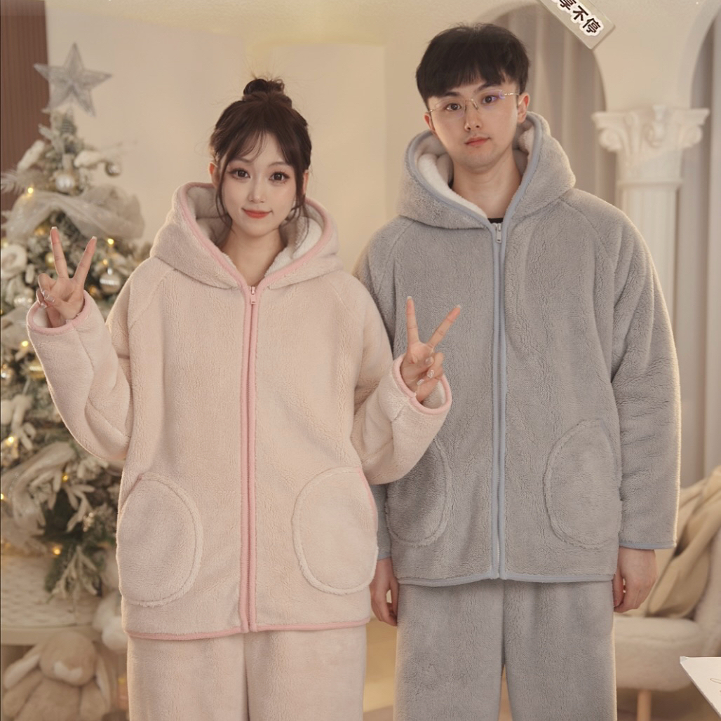 【墩墩复合绒！】冬款情侣款双层加厚睡衣可外穿网红宽松显瘦男女