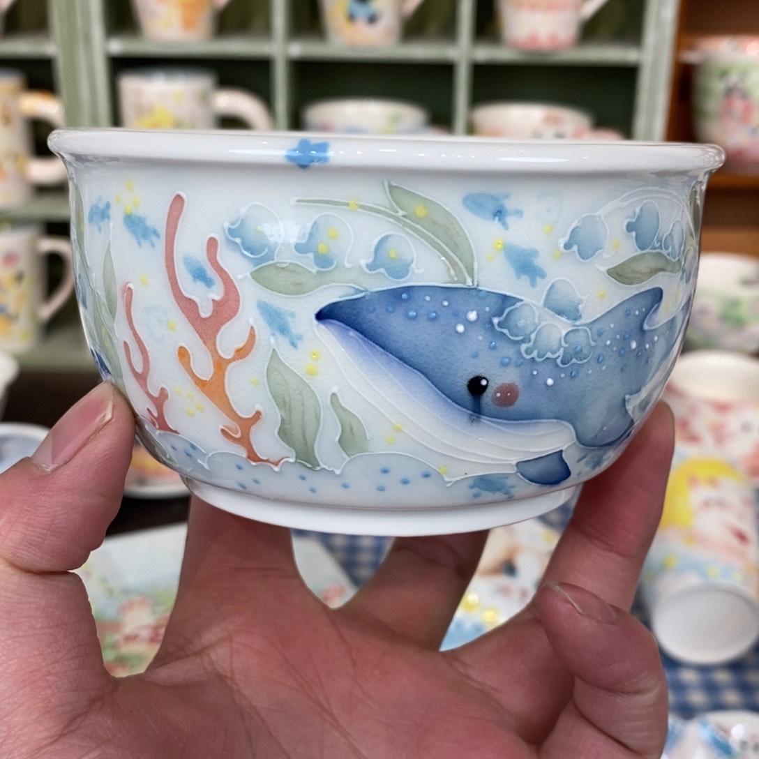 瓷片铃兰鲸鱼碗微瑕福利