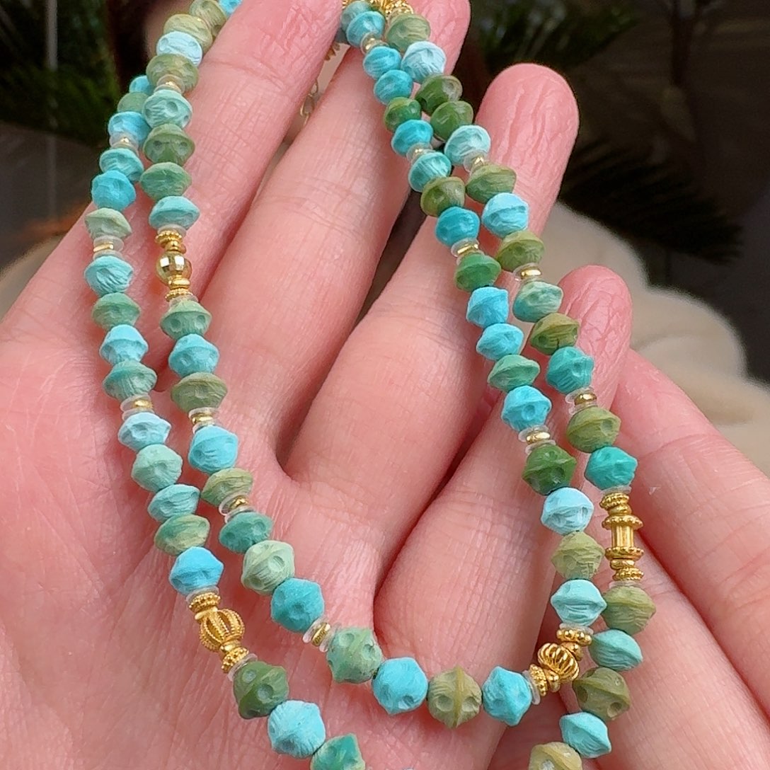 绿松石珠宝奇石18K金镶嵌