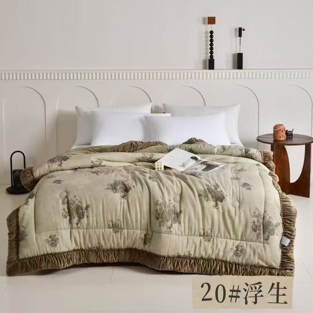 秋冬新款双层纱泡芙被双人200*230微瑕～Y006