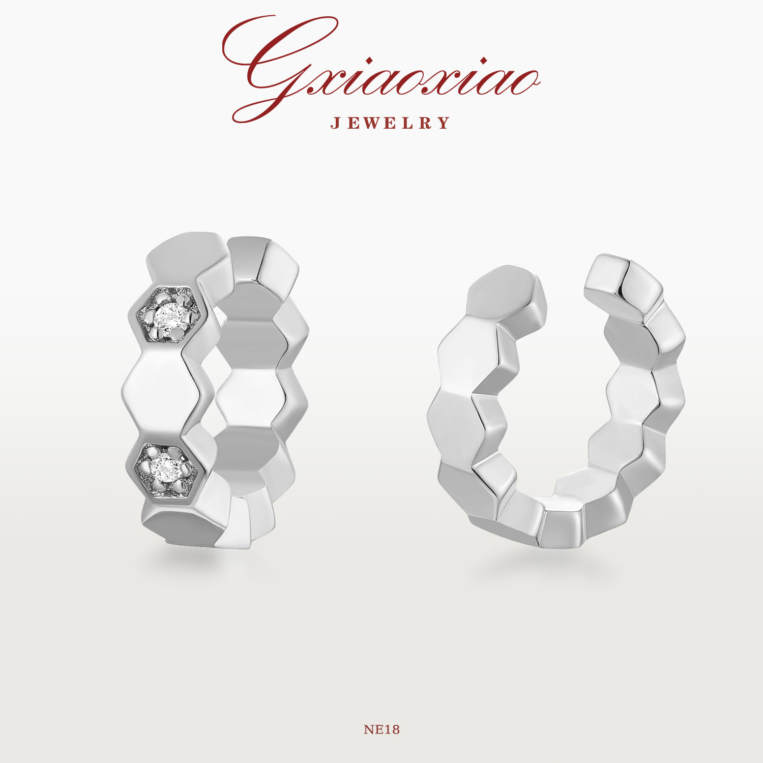 蜂巢耳夹银色轻奢气质高级感 NE18